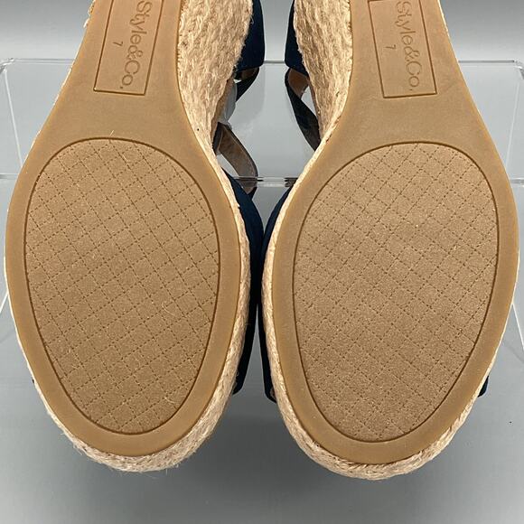 NEW Style & Co Women’s Seleeney Espadrille Wedge Sandals Navy Size 7M - Picture 11 of 11